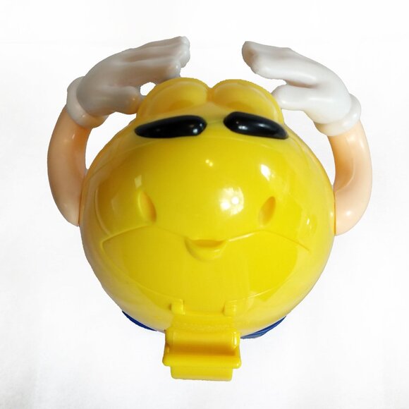 M & M Yellow-Blue Base 2012 Candy Dispenser-Lever In The Back-11 in. - Picture 6 of 11